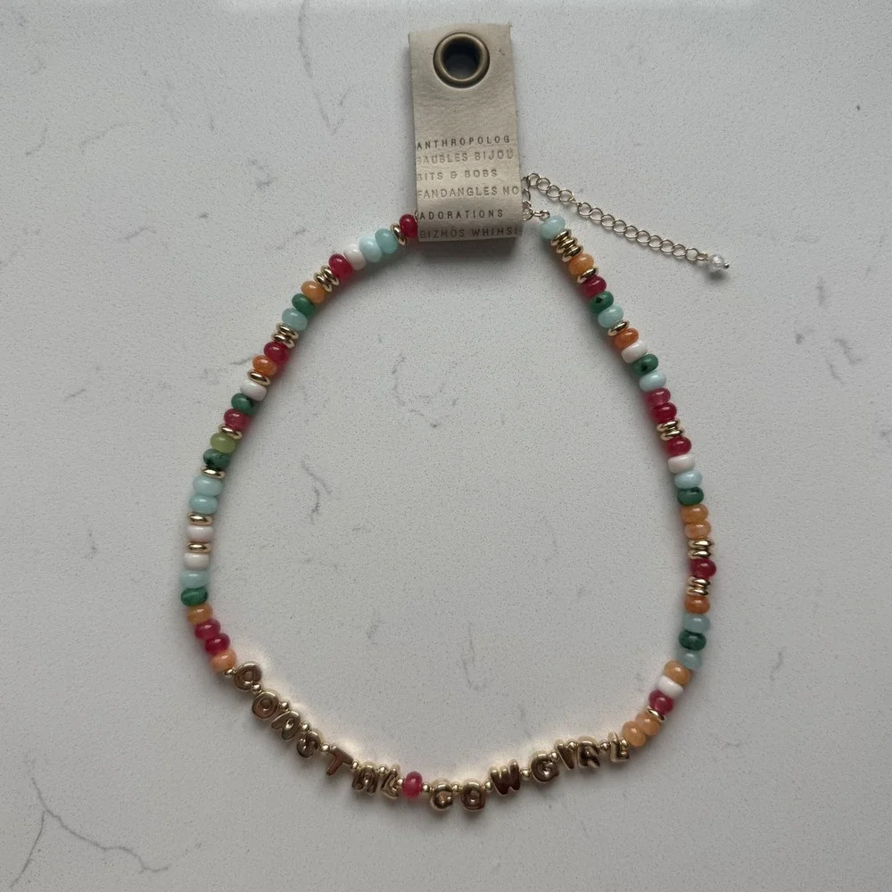 By Anthropologie Beaded‎ Bubble-Letter Necklace - Coastal Cowgirl - NWT